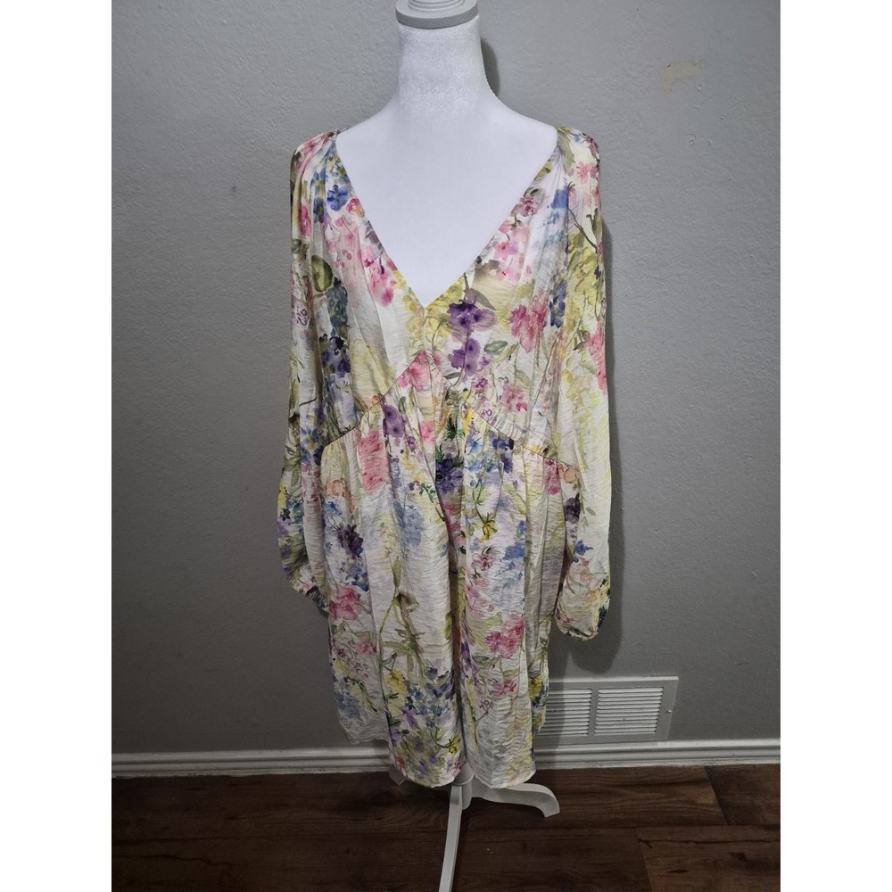 H&M Dress Womens Floral Cottage Core Feminine Lagenlook Sz Large Coastal Resort